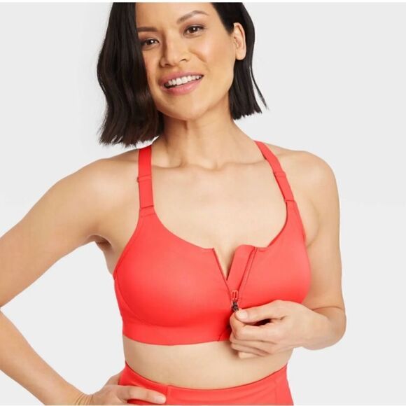 All In Motion Coral High Support Sports Bra Front Zip Moisture-wicking Racerback - Picture 1 of 12
